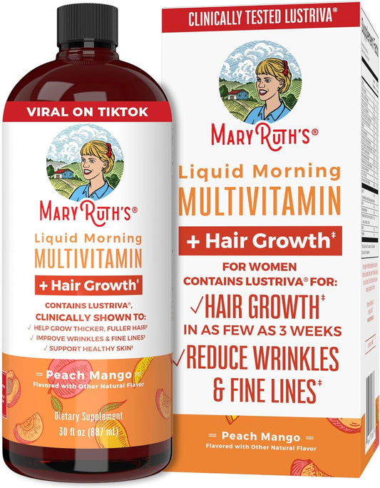 MaryRuth Organics Women's Multivitamin + Hair Growth Supplement - Thicker Hair, Skin Care, Wrinkle Reduction - 30 fl oz