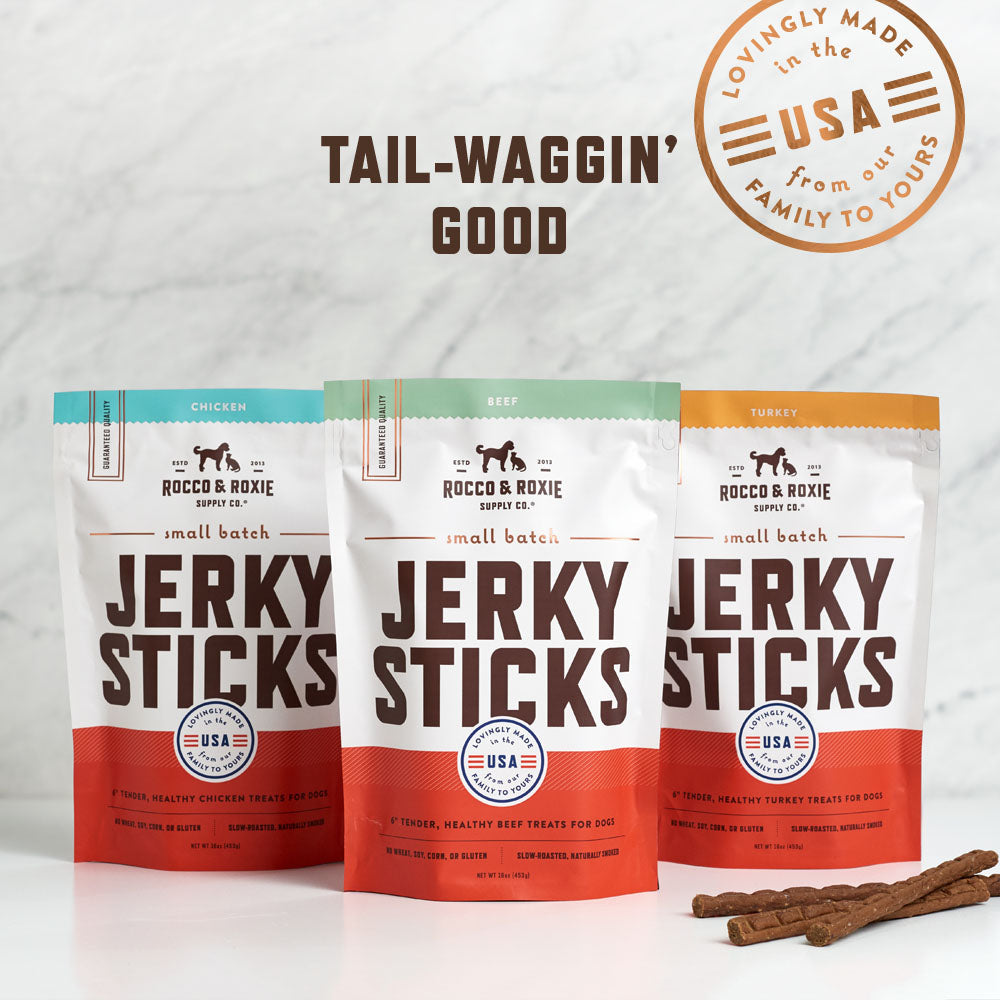 Jerky Dog Treats - Made In USA Only - Choose From Beef, Chicken or Turkey