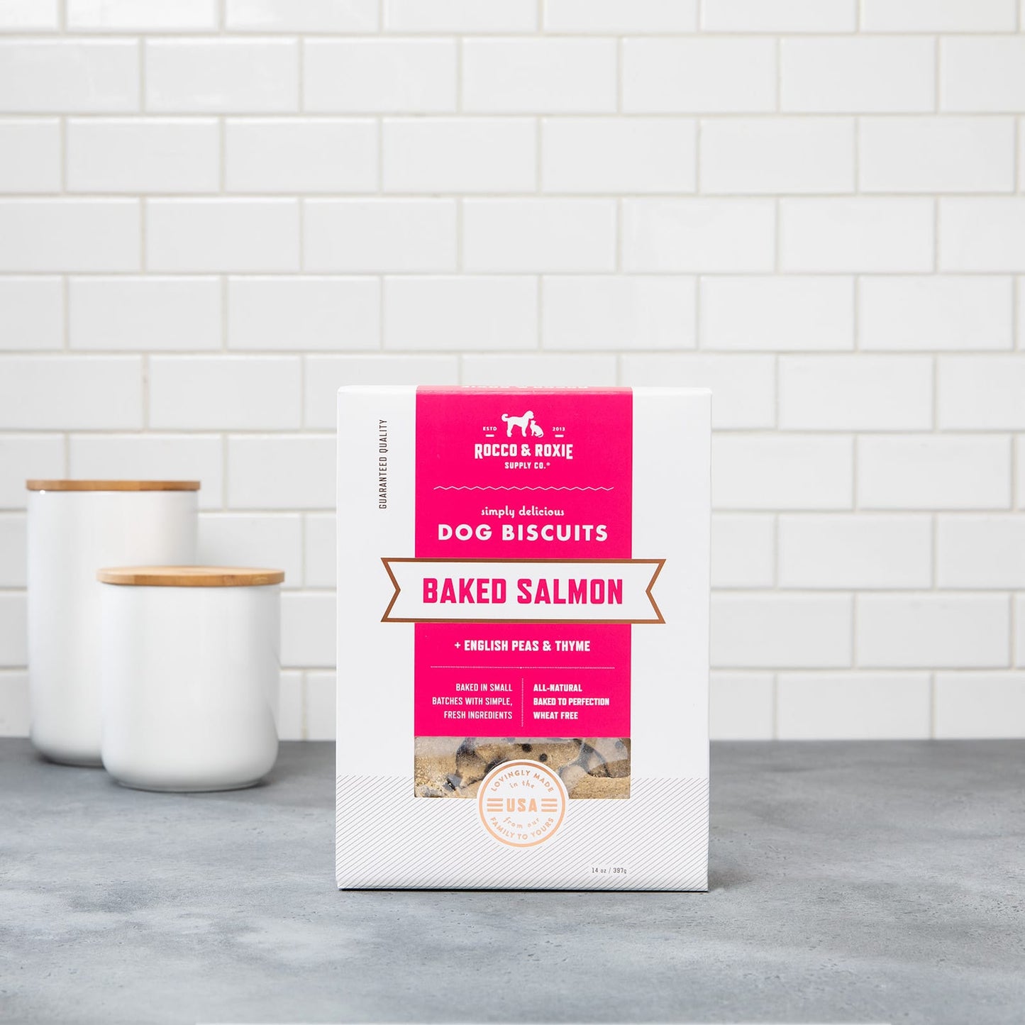 Baked Salmon with Peas & Thyme Dog Biscuits