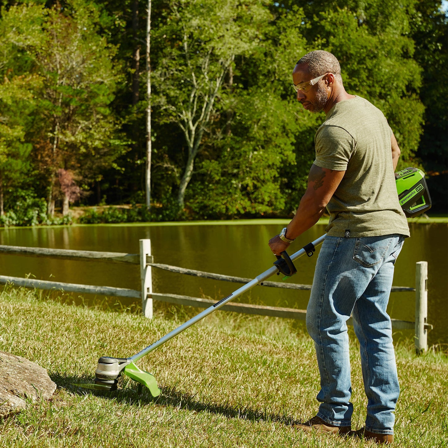 80V 16" Cordless Battery String Trimmer & 730 CFM Leaf Blower Combo Kit w/ 2.5 Ah Battery & Charger