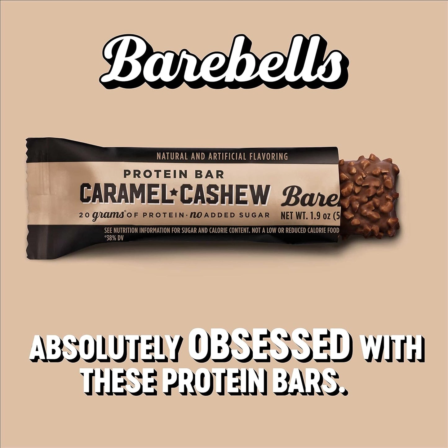 Barebells Caramel Cashew Protein Bars - 24 Pack, 20g Protein, Low Sugar