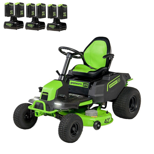 80V 42" Cordless Battery CrossoverT Riding Lawn Mower w/ Six (6) 4.0Ah Batteries and Three (3) Dual Port Turbo Chargers