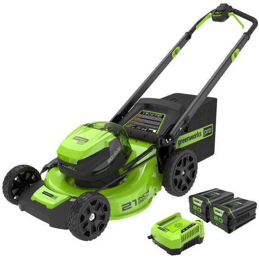 80V 21" Cordless Battery Push Lawn Mower w/ Two (2) 2.5Ah Batteries & Rapid Charger