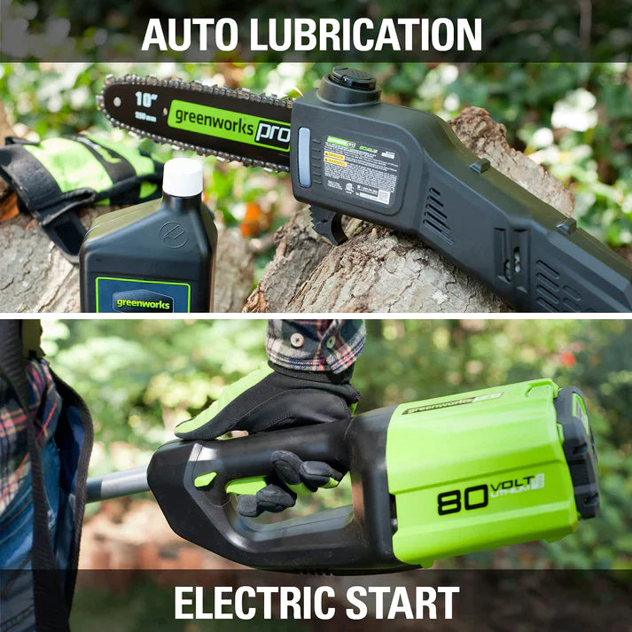 80V 18" Cordless Battery Chainsaw & 10" Pole Saw Combo Kit w/ 4.0 Ah Battery & Rapid Charger