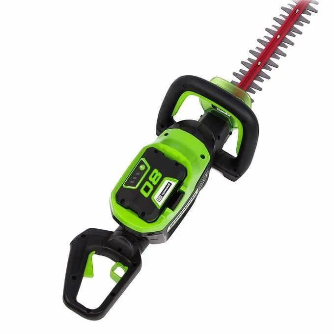 80V 24" Cordless Battery Hedge Trimmer & 20" Pole Hedge Trimmer Combo Kit w/ 2.0 Ah USB Battery & Charger